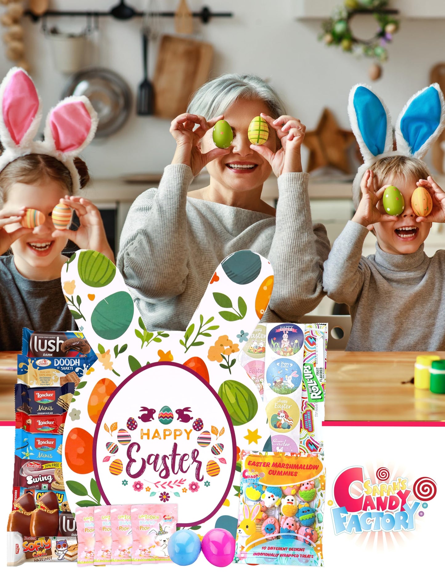 Easter Treat Bunny Box (40 Count) Filled With Candy, Snacks, Great Package For Family, Friends, Kids, Boys And Girls
