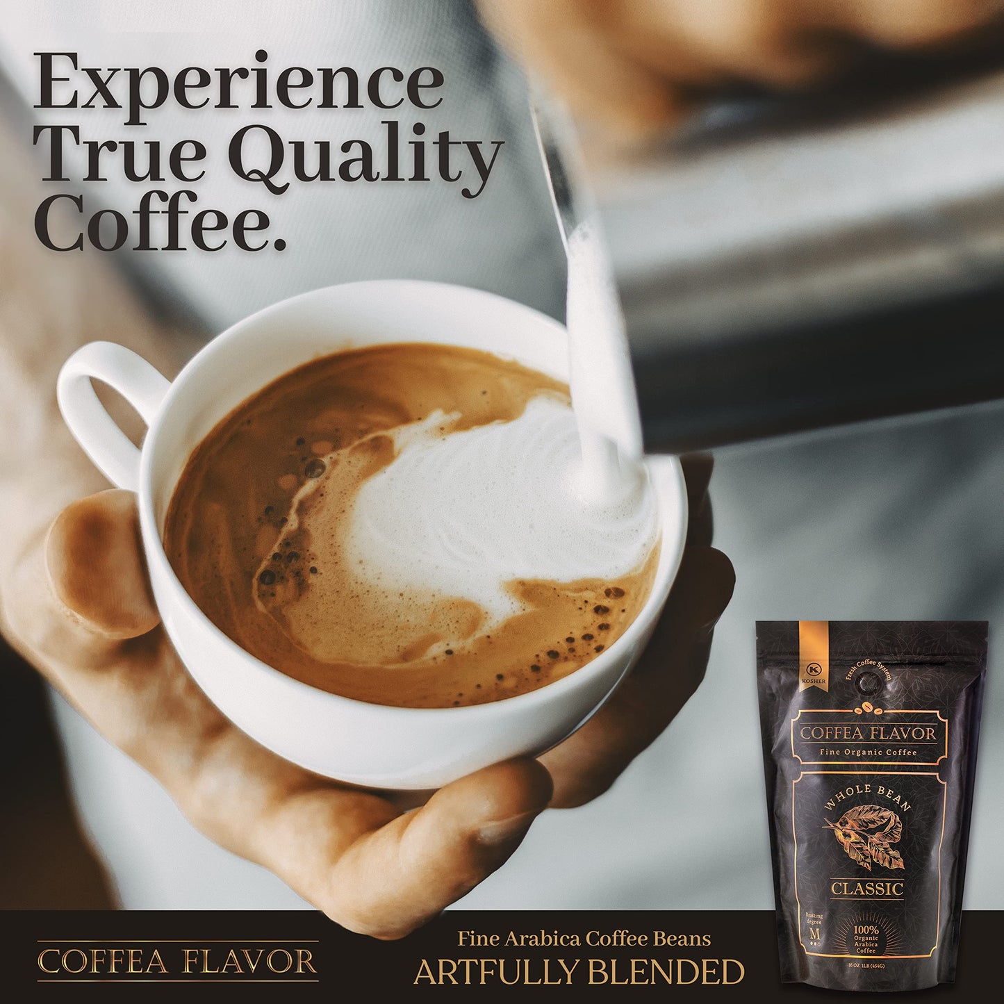 Enhanced Coffee Beans – Organic Whole Bean Coffee, 100% Arabica, Single Origin, Medium Roast, Balanced Acidity – By Coffea Flavor