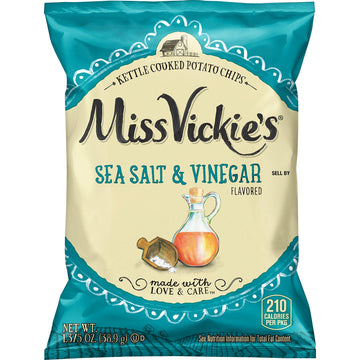 Miss Vickie'S Kettle Cooked Potato Chips, Sea Salt & Vinegar, 1.375 Ounce (Pack Of 64)
