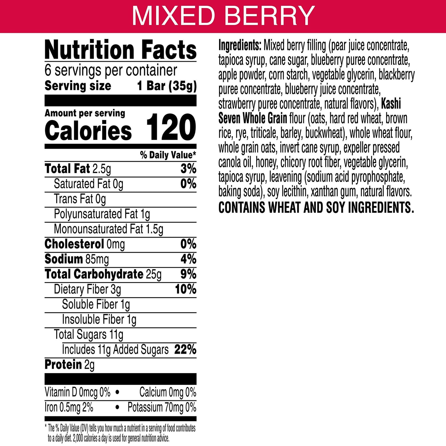 Kashi, Soft Baked Breakfast Bars, Mixed Berry, Non-Gmo Project Verified, 7.2 Oz, 6 Count(Pack Of 8)