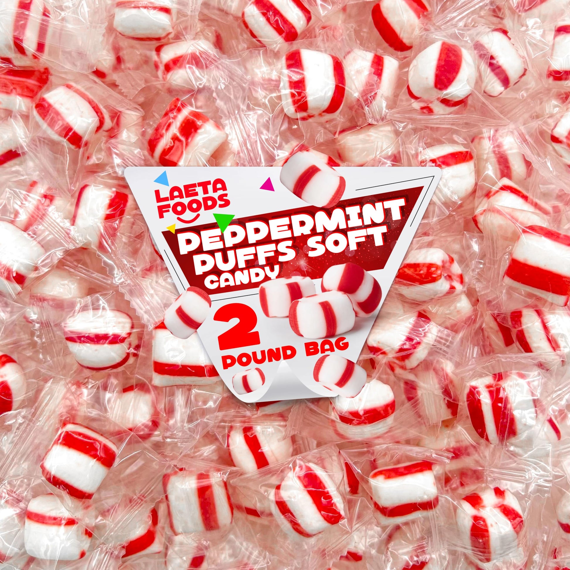 Peppermint Soft Puffs Candy | 2 Pound Bag | Refreshing Mints | Individually Wrapped