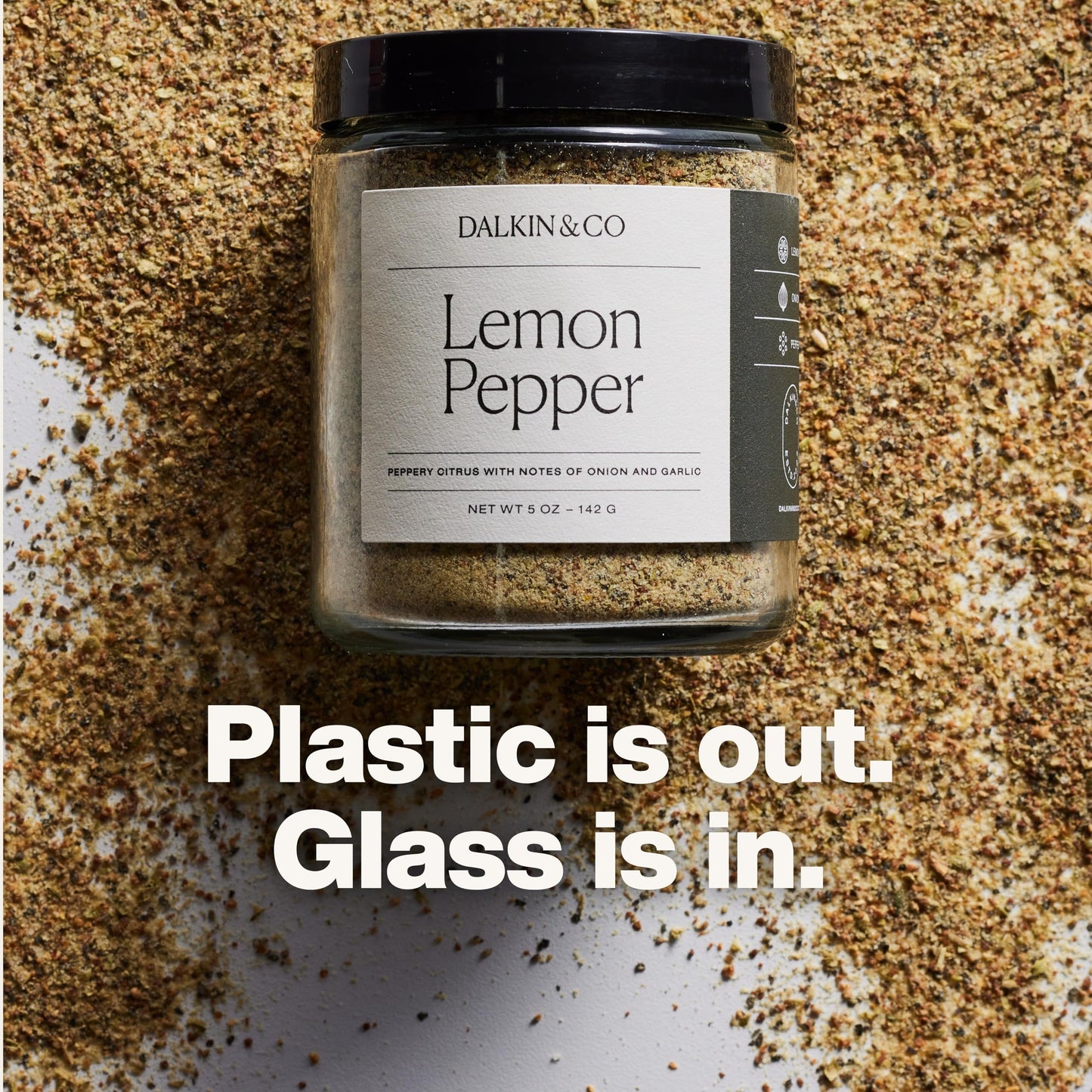 Dalkin & Co. Lemon Pepper, Bright Lemon Peel, Black Pepper, Garlic & Onion Blend, Cooking Seasoning for Pantry & Kitchen, Eco Fr