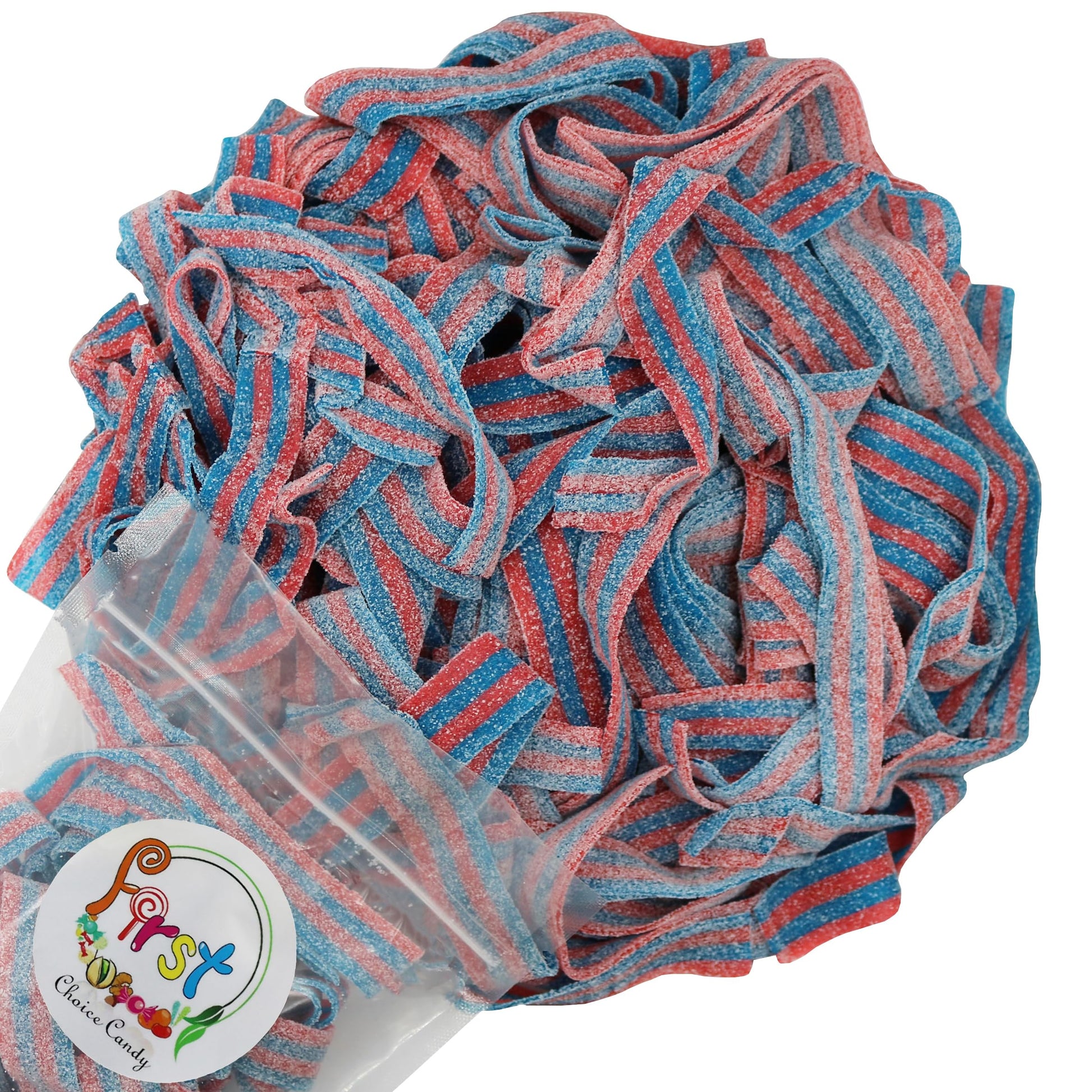 Variety Color Sour Gummy Belts (Blazpberry Red & Blue Raspberry, 1 LB)