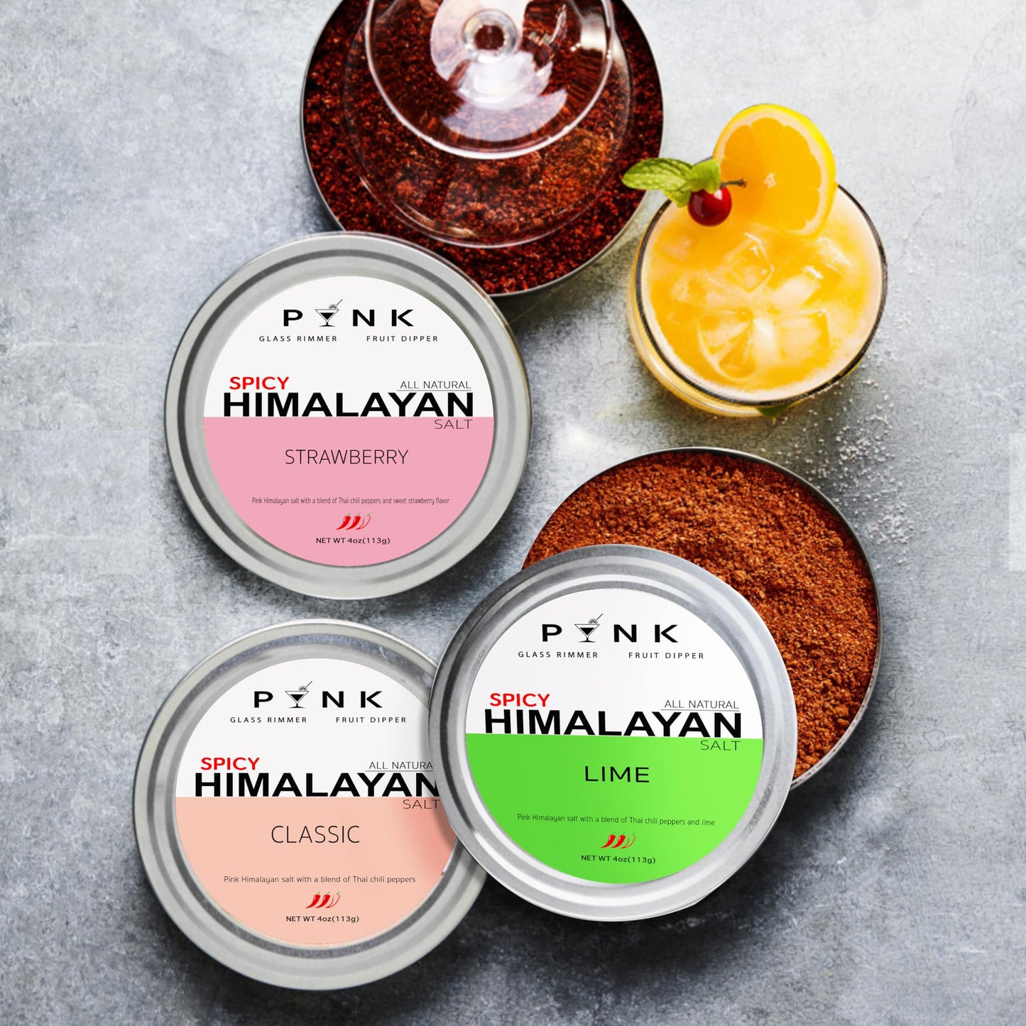 PYNK SALT Sweet & Spicy Flavored Salt for Drinks and Desserts, 4oz Can