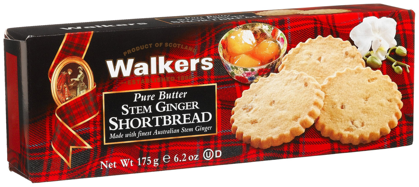 Walkers Shortbread Stem Ginger Cookies, Pure Butter Shortbread Cookies, 62 Oz Box (Pack Of 4)