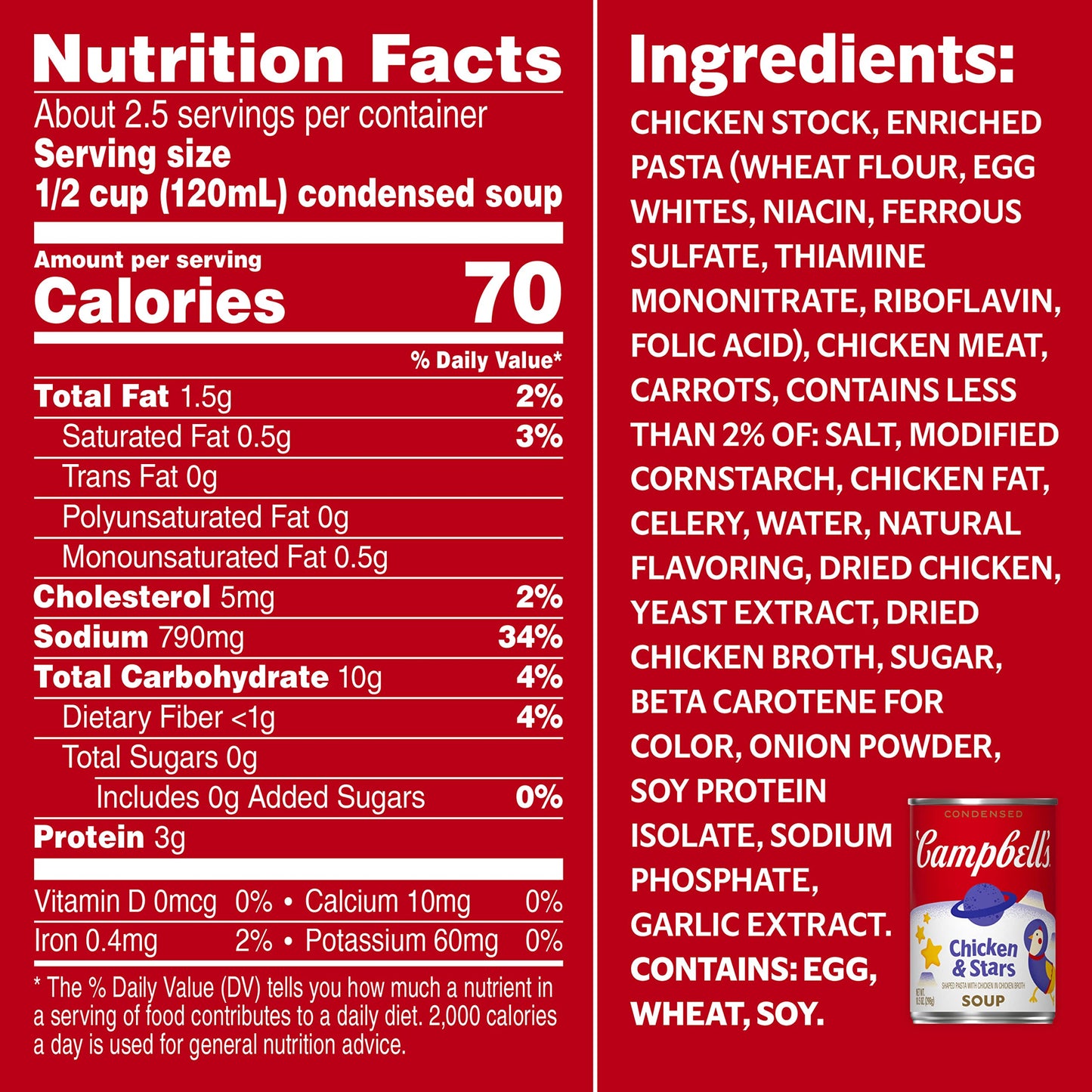 Campbell'S Condensed Kids Soup, Chicken & Stars Soup, 10.5 Ounce Can (Pack Of 12) (Packaging May Vary)