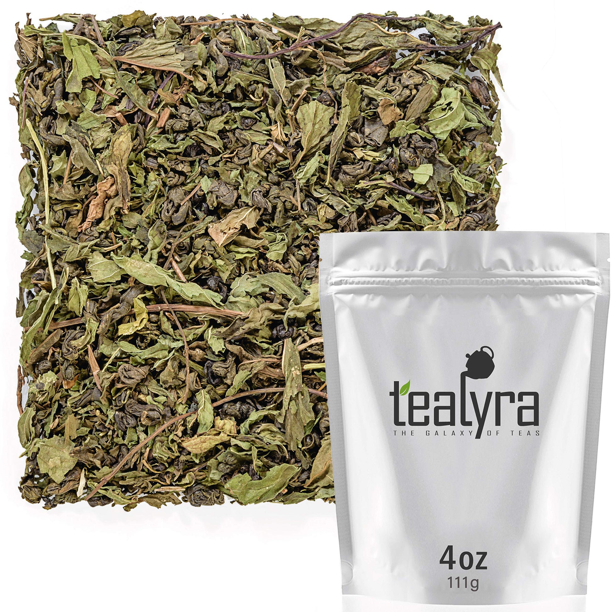Tealyra Moroccan Mint Green Loose Leaf Tea, Low Caffeine, 110g (4oz)