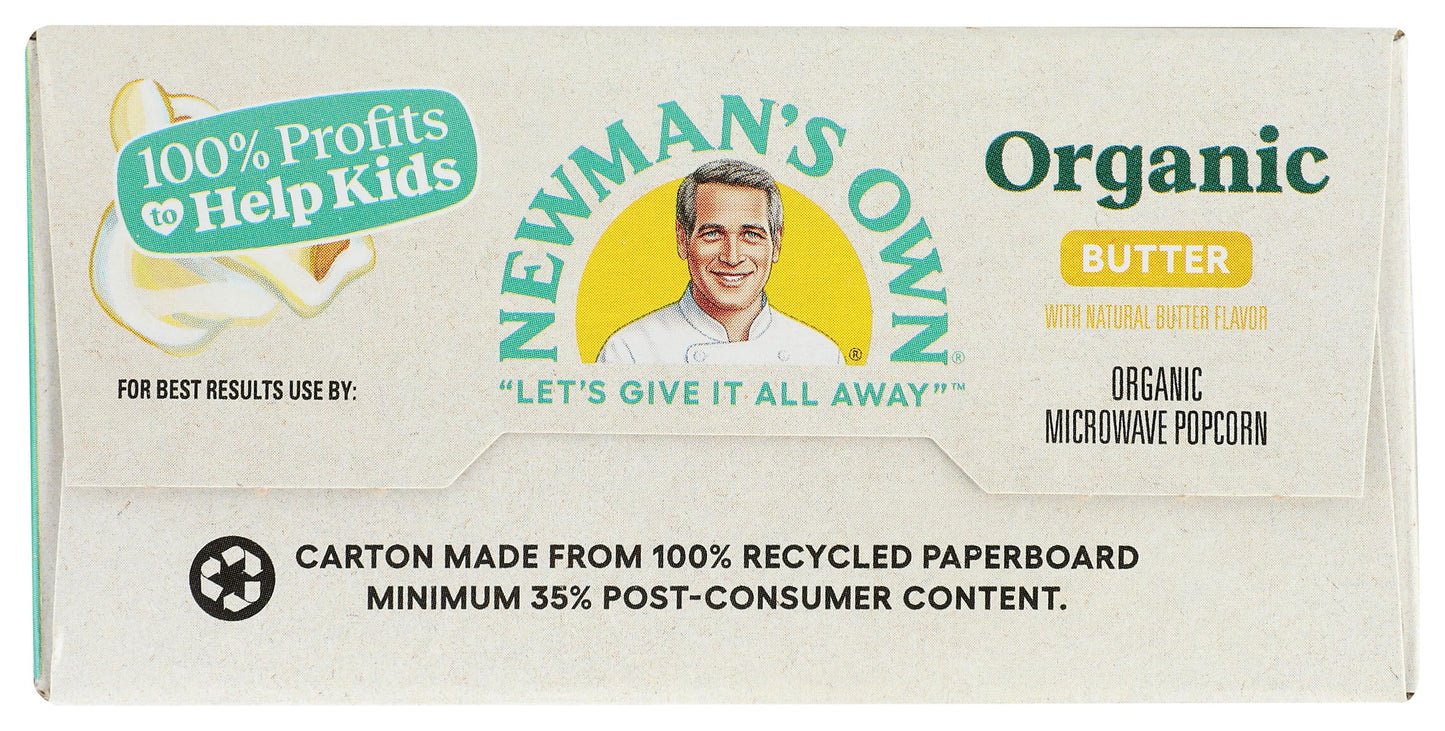 Newman'S Own Organics, Popcorn Microwave Butter Organic, 3.3 Ounce, 3 Pack
