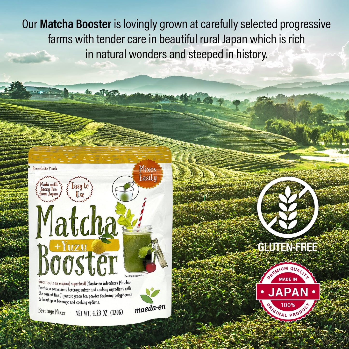 Maeda-En Matcha Booster Yuzu Green Tea Powder 80G Japanese Origin Resealable Pouch For Latte Smoothies And Baking 27144 1Pk