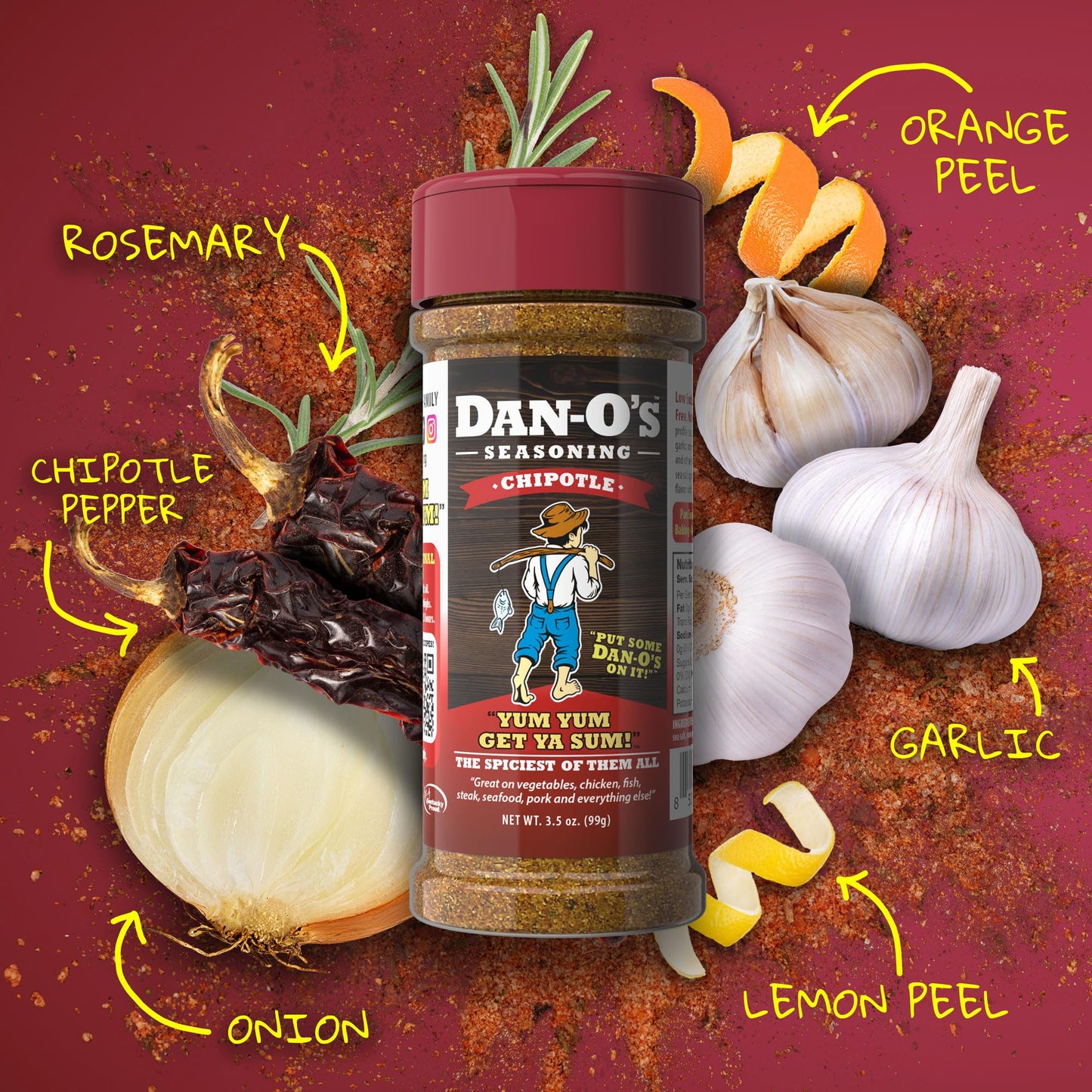 Dan-Os Chipotle Seasoning, All Purpose Spice Blend, 3.5 oz, Sugar Free, Zero Calorie