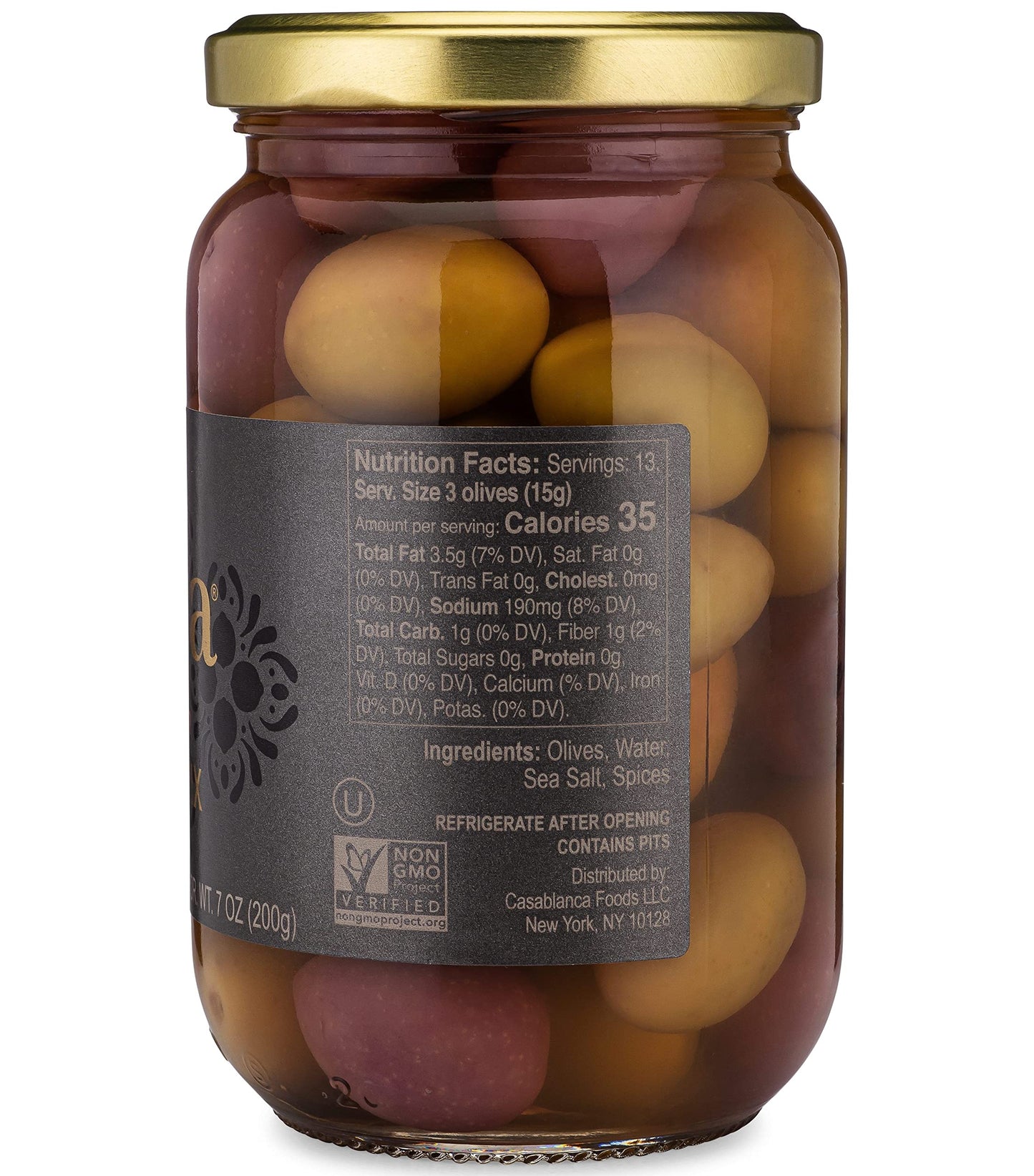Mina Olive Mix - Premium Handpicked Purple Beldi & Green Olives, Keto Friendly, Gluten Free, 12.5 oz