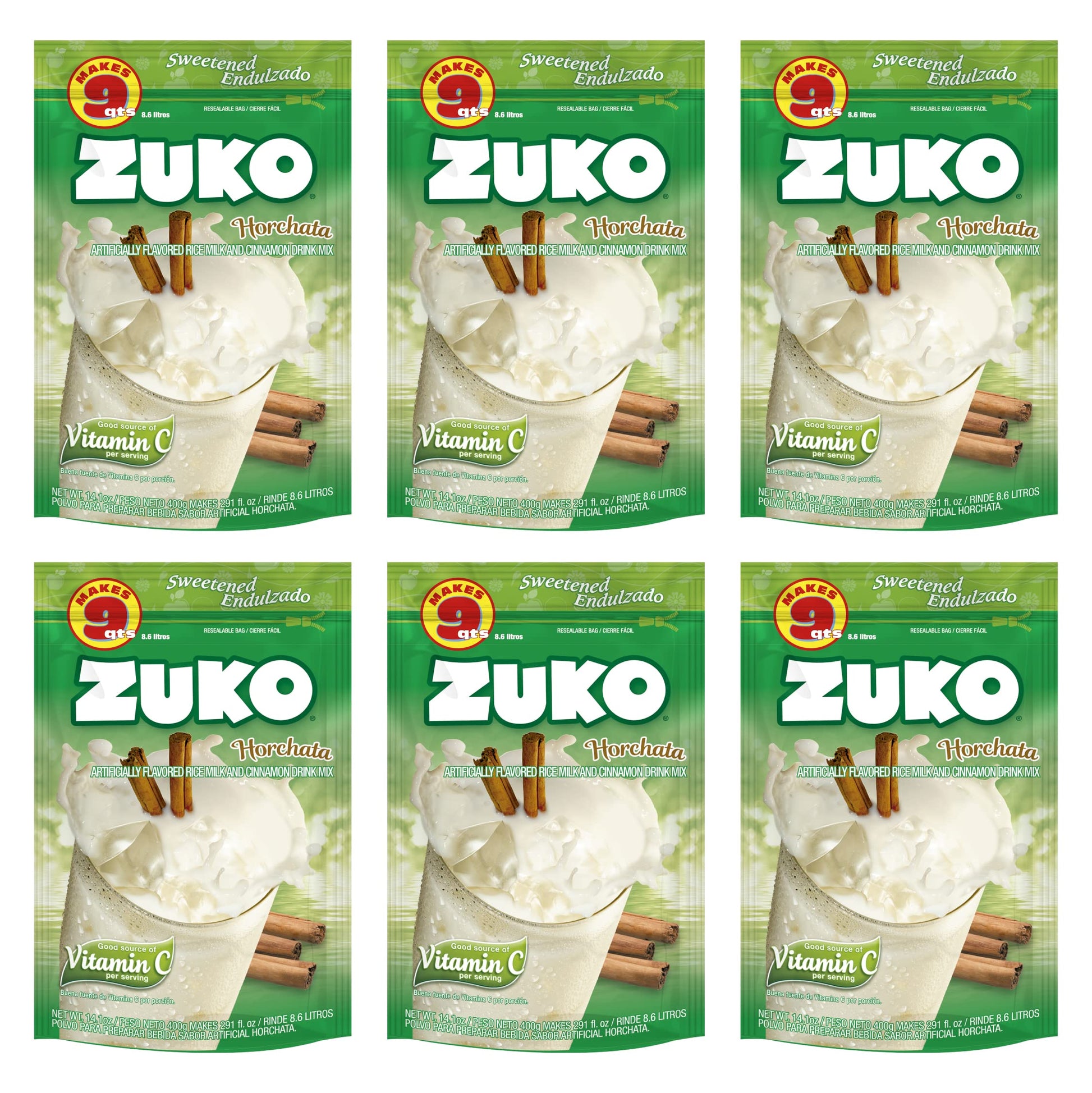Zuko Horchata Instant Powder Drink | Family Pack | No Sugar Needed | Vitamin C | 14.1 Ounce (Pack Of 6)