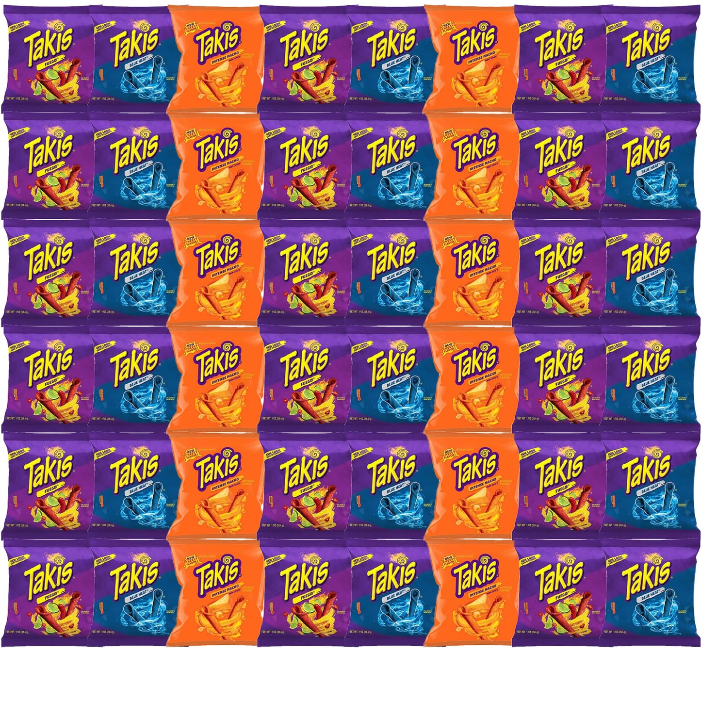 Takis Variety Pack Fuego, Blue Heat, And Intense Nacho Tortilla Chips - Fiery Spicy Snack Bag Care Package - Bulk Assortment Chr