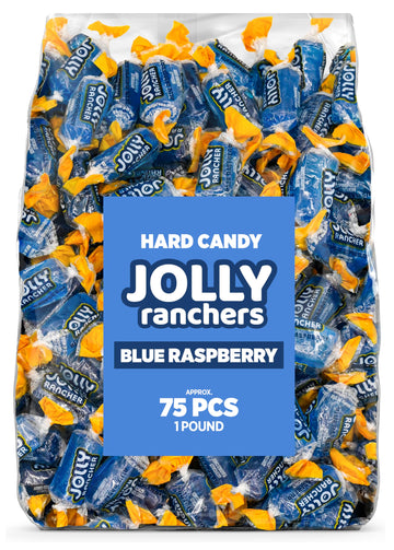 Blue Raspberry Jolly Ranchers Hard Candy - Original Flavor - 1 LB Bulk Bag (Approx. 75 Pieces) - Individually Wrapped Tart & Swe