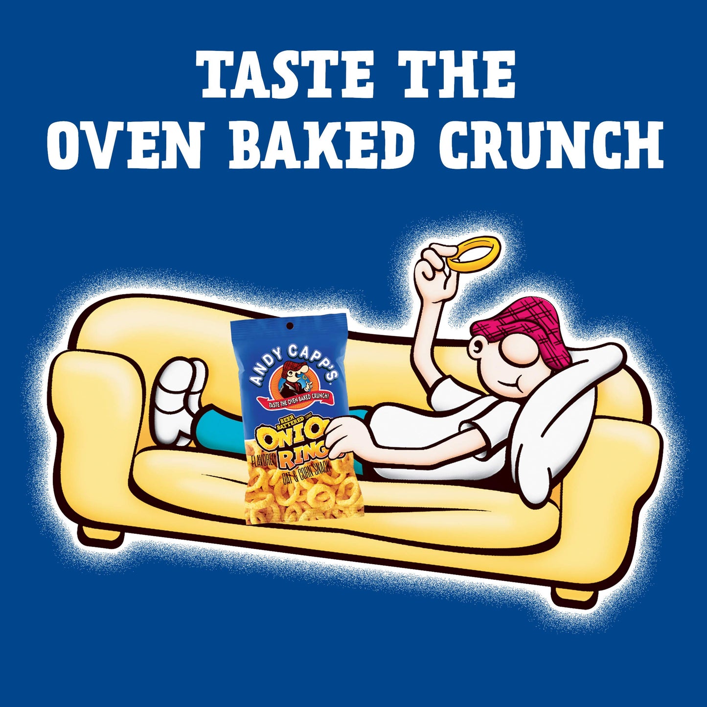 Andy Capps malt-inspired Battered Onion Rings, Baked Oat and Corn Snacks, 2 oz. Pack of 12