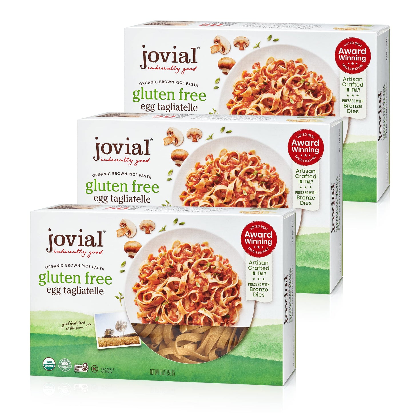 Jovial Whole Grain Brown Rice Egg Tagliatelle Pasta - Pasta Tagliatelle, Tagliatelle Pasta, Whole Grain Pasta, Organic Pasta, Gluten Free, Dairy Free, Brown Rice Pasta, Made In Italy - 9 Oz, 3 Pack