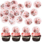Ercadio 40 Pack Edible Paris Party Cupcake Toppers Pink Paris Theme Cake Decoration Picks Romantic Roses Eiffel Tower Balloon fo