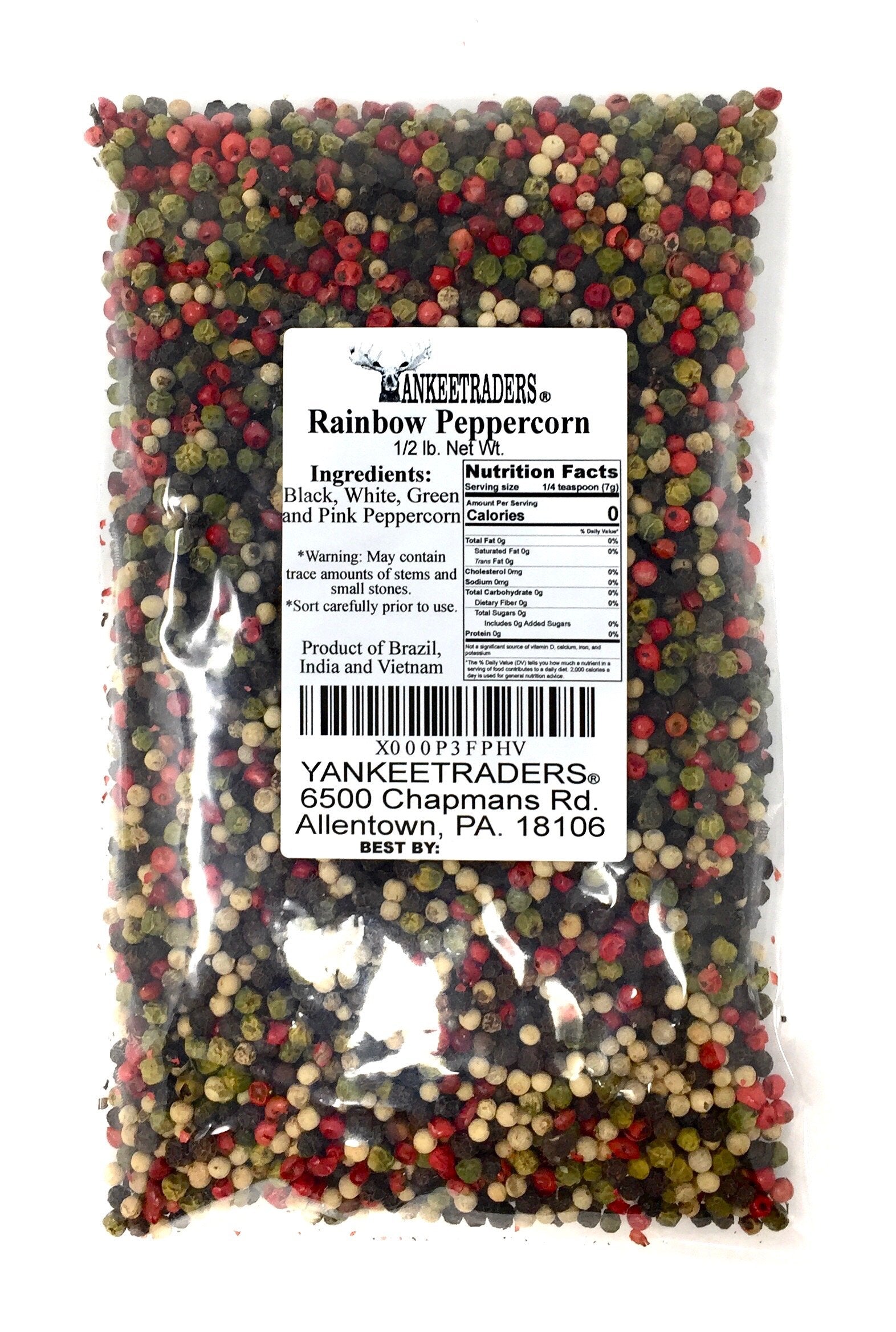 Yankee Traders Brand Peppercorns, Rainbow Assorted Whole, 8 Ounce