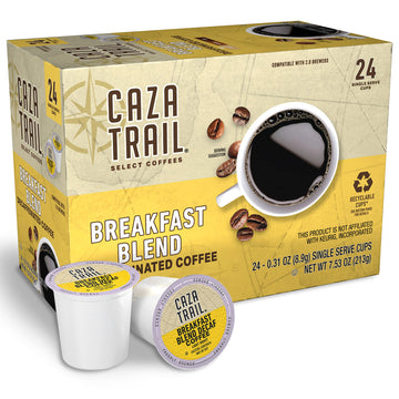 Caza Trail Coffee Pods, Decaf Breakfast Blend, Single Serve (Pack Of 24) (Packaging May Vary)