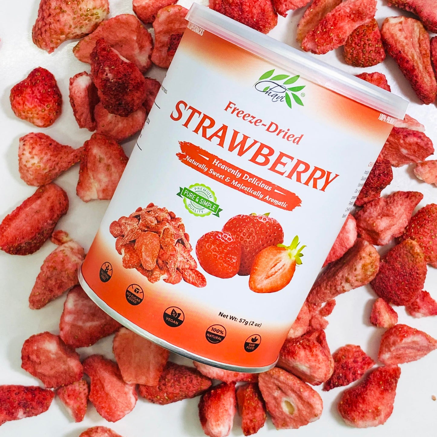 Chavi Freeze-Dried Strawberry | Healthy 1 Ingredient Superfood - No Added Sugars Or Preservatives - Non-Gmo, Vegan, Gluten-Free