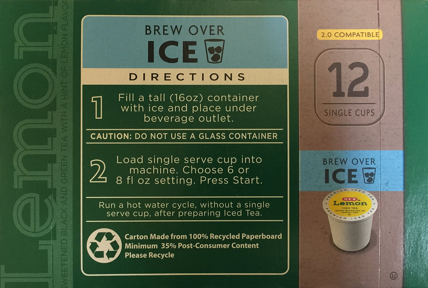HEB Lemon Iced Tea, 12 Single Cups, 12 Count, Refreshing Beverage