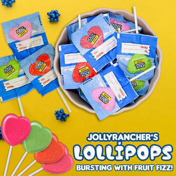 Jolly Ranchers Heart Lollipops - 40 Count Bag - Bulk Valentine Candy, Assorted Fruit Flavors - Heart-Shaped Lollipops For Partie