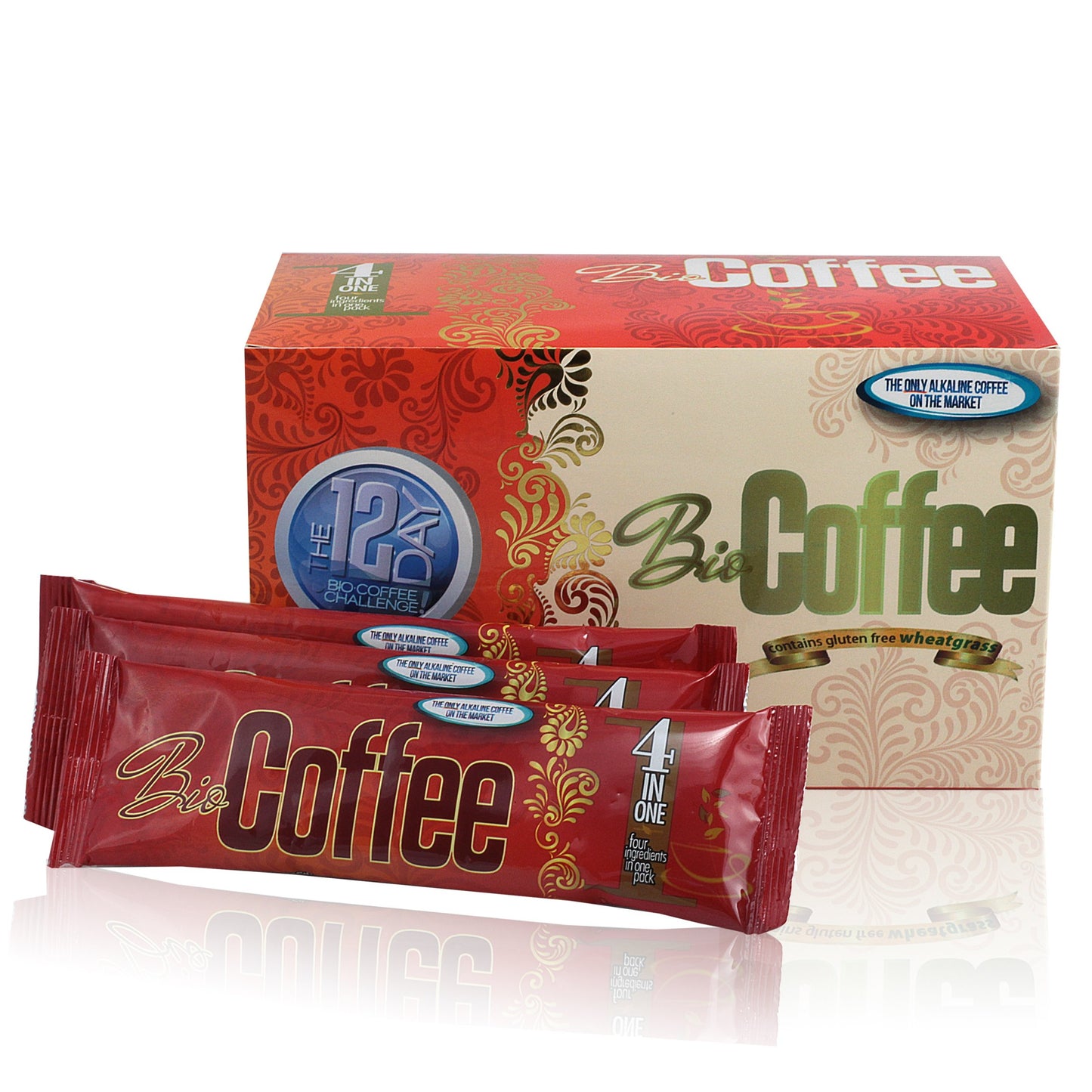 Bio Coffee- New! - First Organic Instant Non-Dairy Alkaline Coffee (12 Sachet Box)