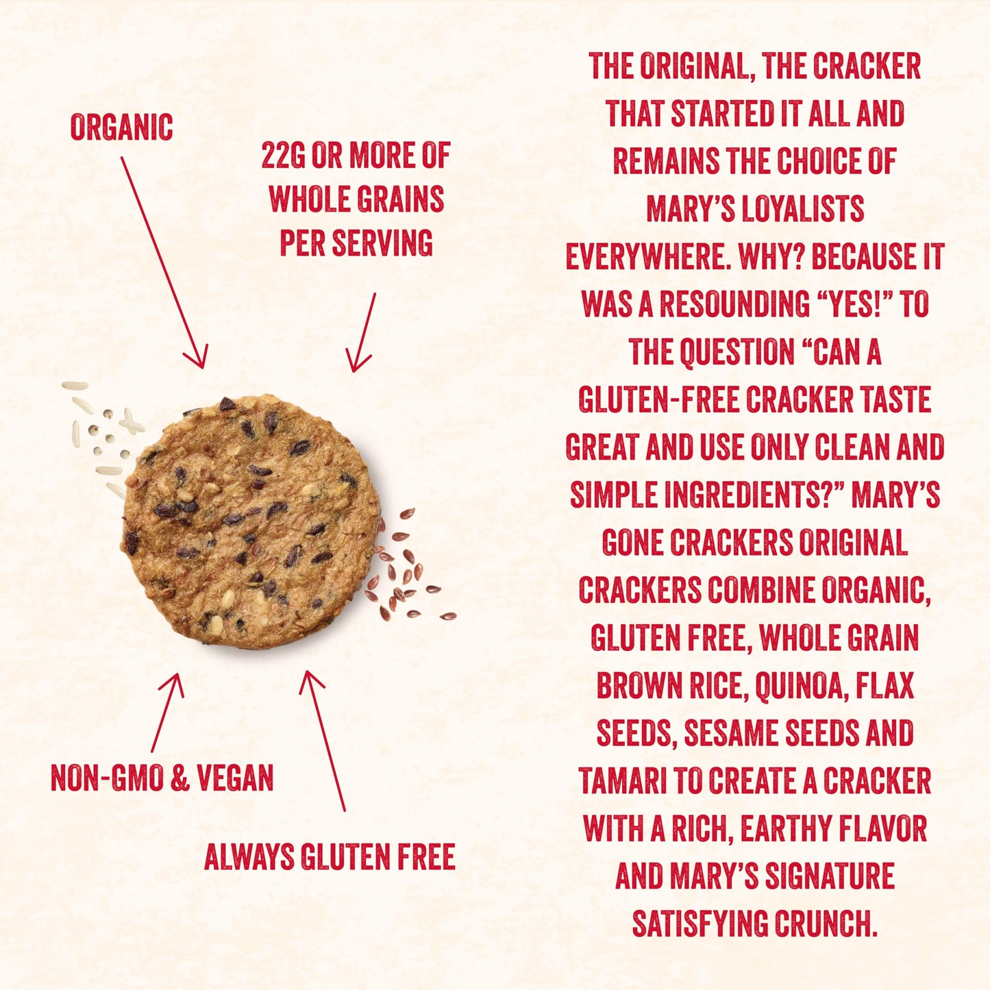 Marys Gone Crackers Organic Original Crackers - Gluten-Free, NON-GMO, Vegan & Whole Grain, 4 Ounce (Pack of 1)