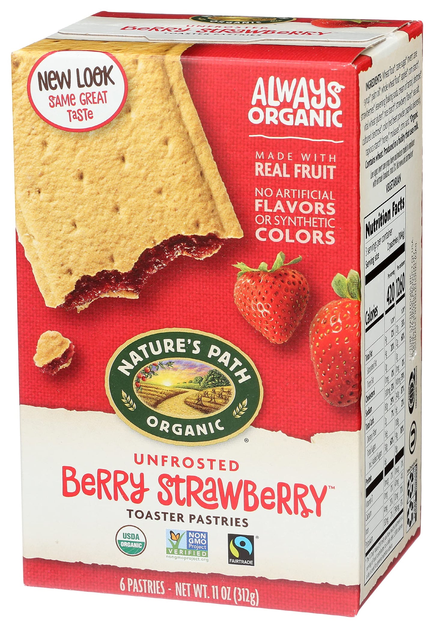 Natures Path Toaster Pastries, Strawberry Un-Frosted, 6 ct