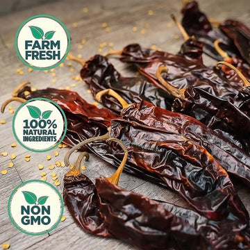 Rico Rico Dried Guajillo Chile Peppers 8 Oz - Premium Natural Mexican Chili For Mole, Tamales, Salsa & More - Mild To Medium Hea