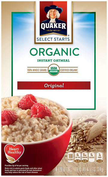 Quaker Instant Oatmeal Organic Regular, .98 Oz, 8-Count Boxes (Pack Of 4)