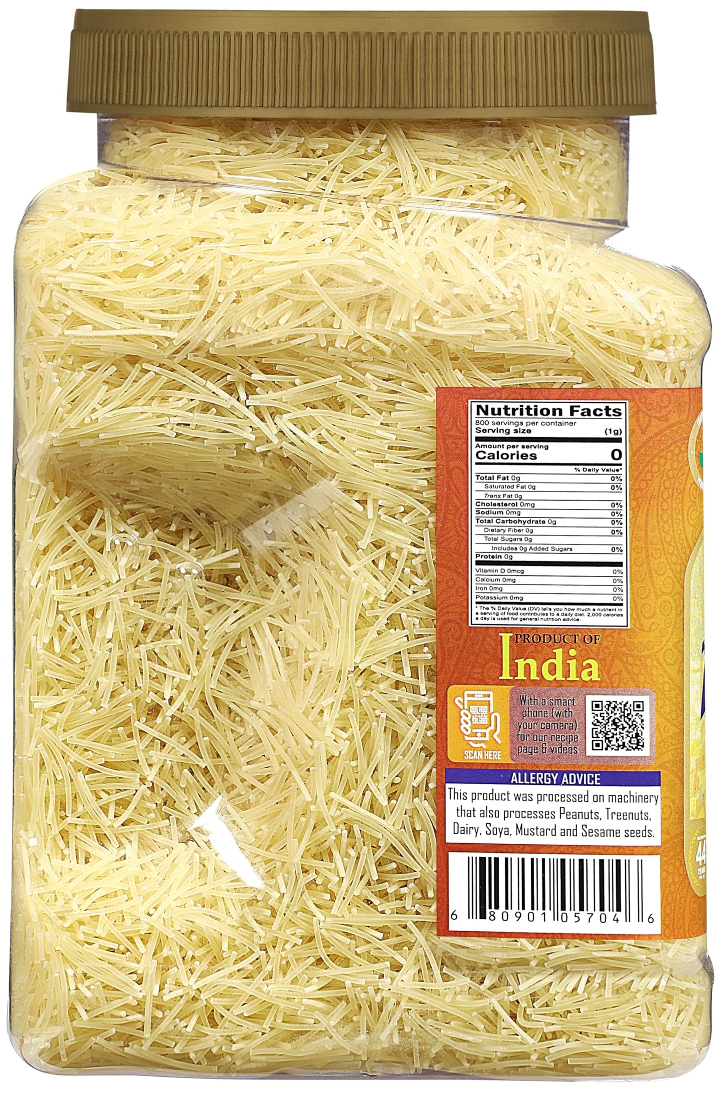 Rani Plain Vermicelli (Wheat Noodles) 28Oz (1.75Lbs) 800G Pet Jar ~ All Natural | Vegan | Non-Gmo | Kosher | Indian Origin