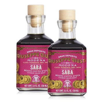 Giuseppe Giusti Saba Italian Grape Must Vinegar Made In Modena, Italy - Gourmet Gift, Sweet And Fruity Flavor, 250Ml Bottle (2 P