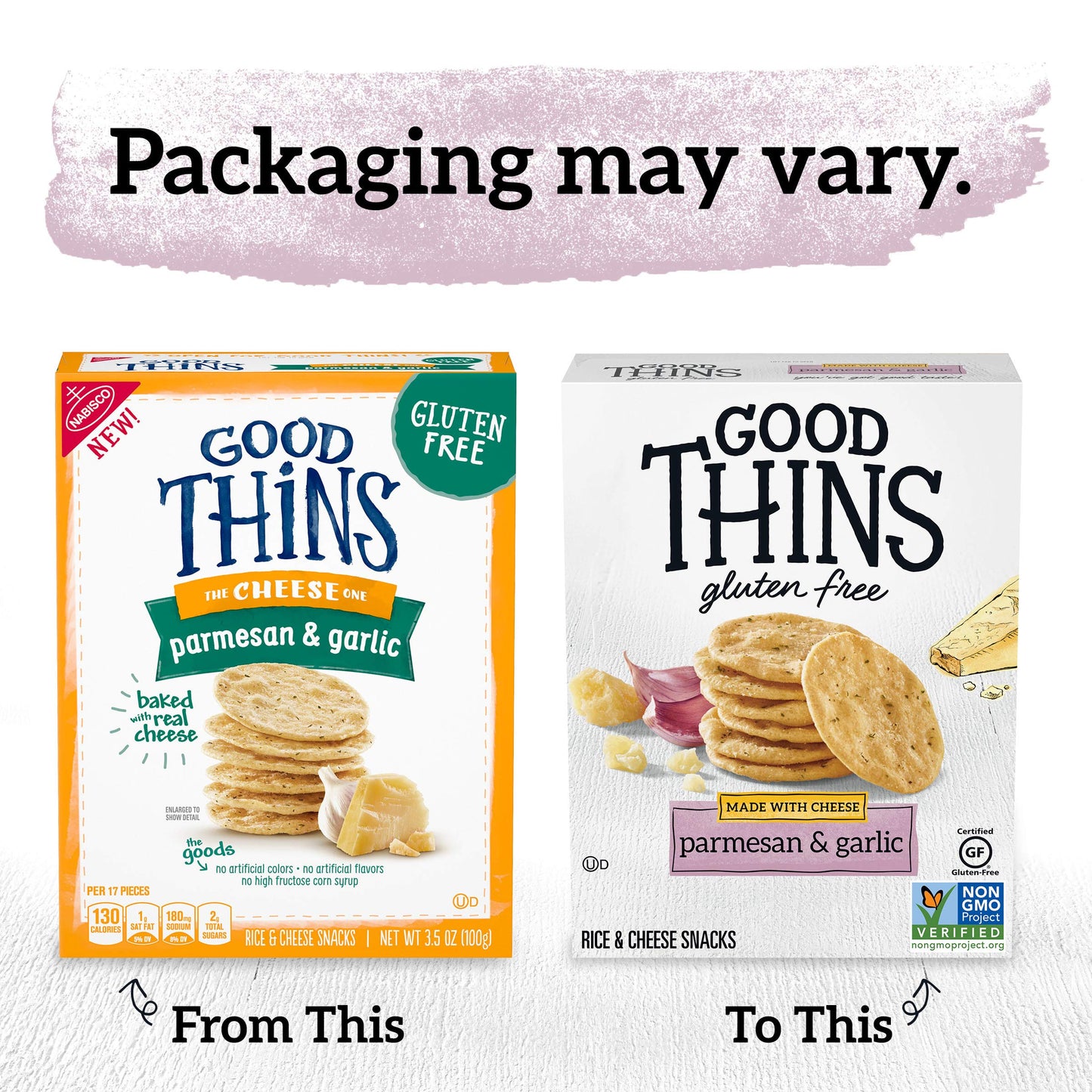 GOOD THINS Parmesan & Garlic Rice & Cheese Snacks Gluten Free Crackers, Bulk Snack Crackers, 6 - 3.5 oz Boxes