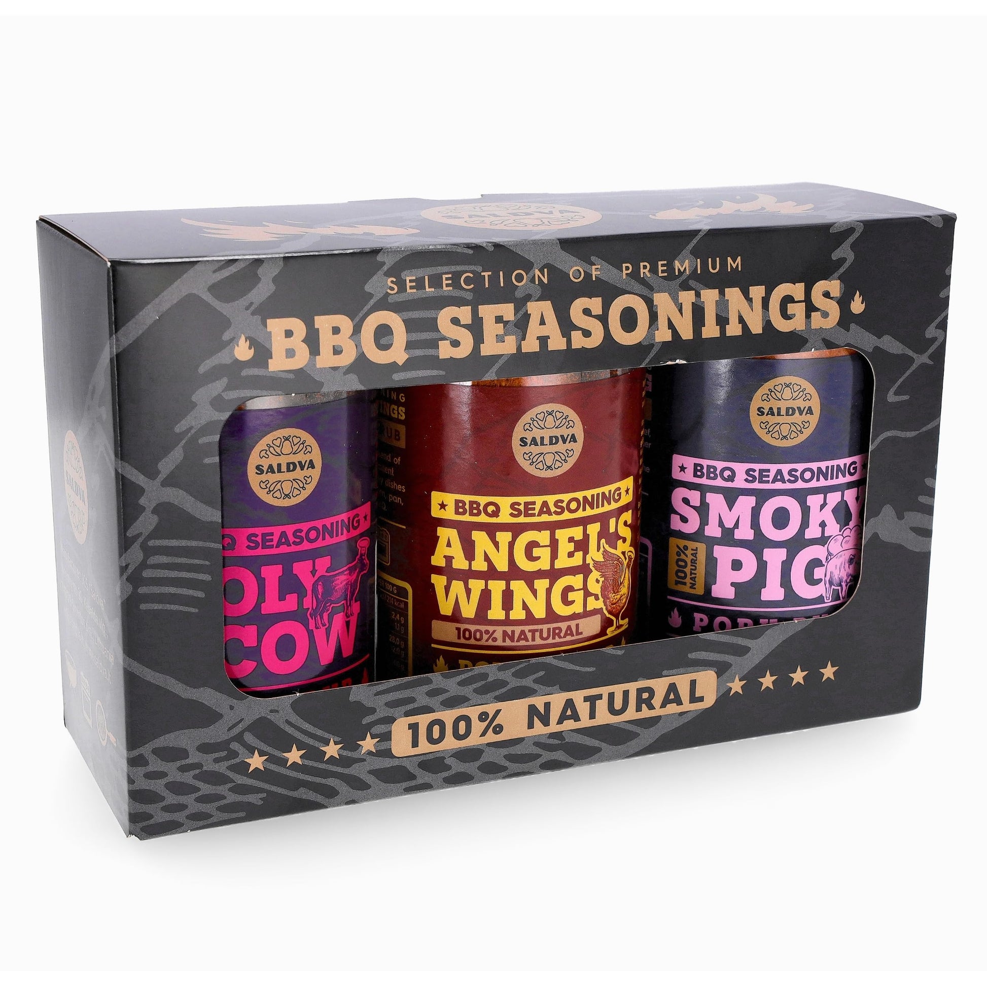 Classic S Of Enhanced Bbq Seasonings - Holy Cow, Angel’S Wings, Smoky Pig Bbq Rubs | Pack Of 3 | 100% Natural | Great Foodie Gift