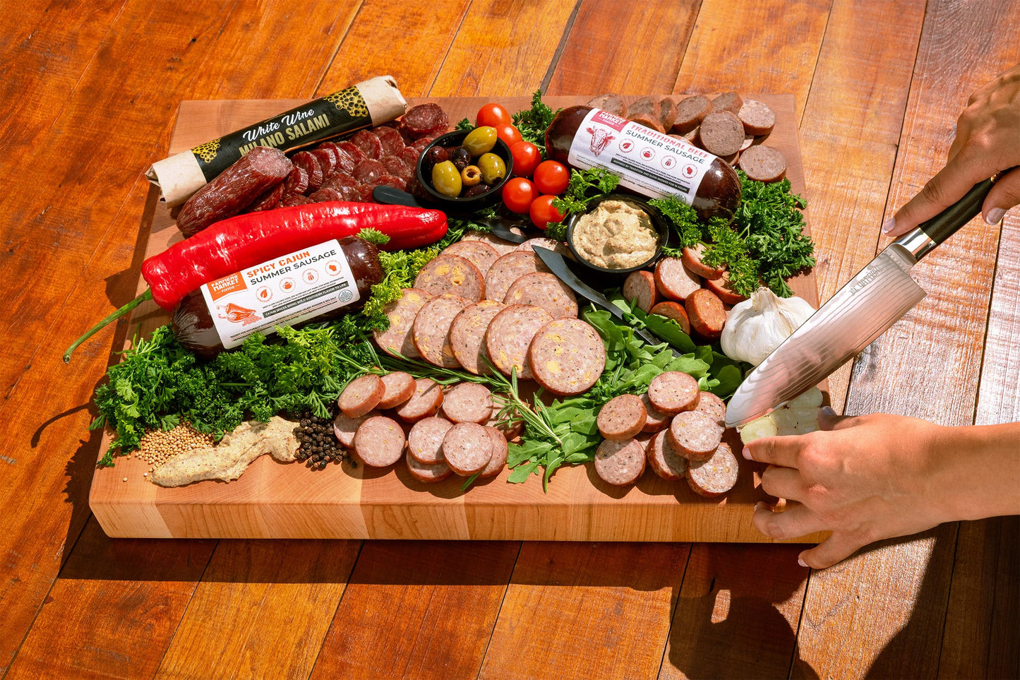 Deli Direct Farmers Market Summer Sausage Roll, Hickory Smoked, High Protein, Low Carb, Gluten Free, 24oz (2 Pack)