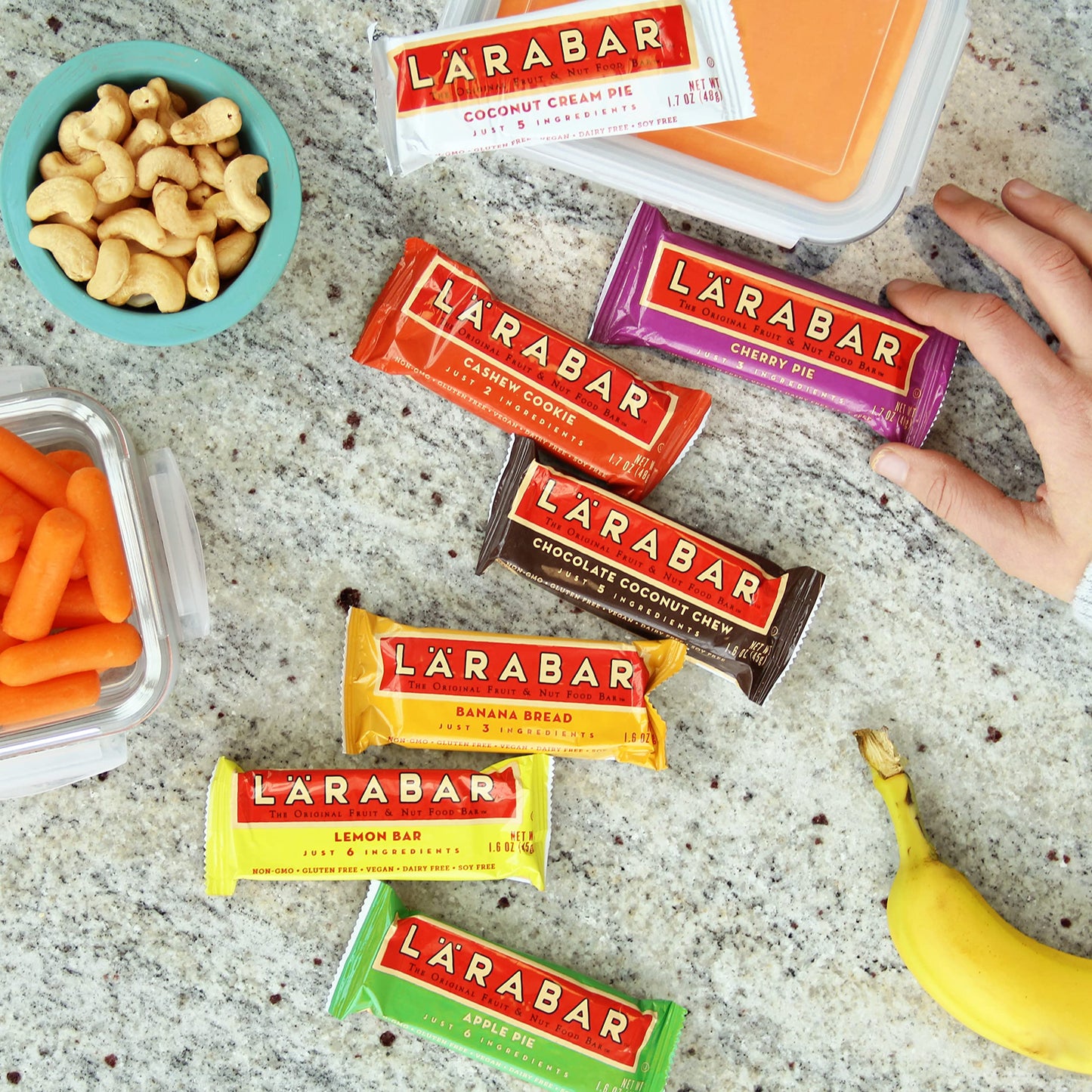 LÄRABAR Cashew Cookie Vegan Fruit & Nut Bars, Gluten Free, 1.7 oz, 18 Count Pack