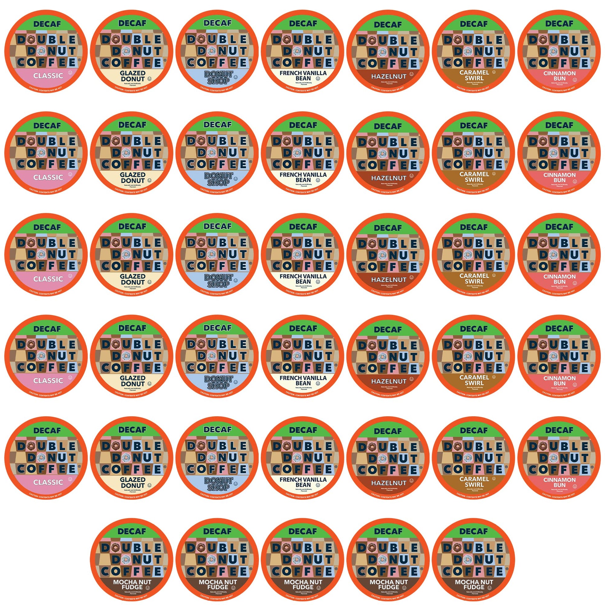 Double Donut Coffee Decaf Flavored Coffee Single Serve Cups For Keurig K Cup Brewer Variety Pack Sampler, 40 Count (Synchkg11512