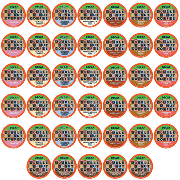 Double Donut Coffee Decaf Flavored Coffee Single Serve Cups For Keurig K Cup Brewer Variety Pack Sampler, 40 Count (Synchkg11512