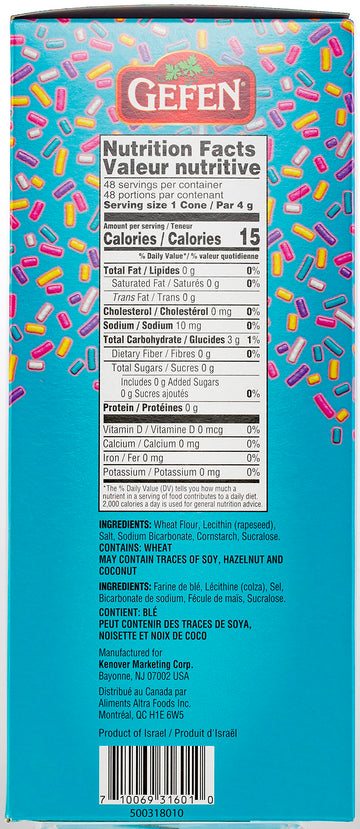 Gefen Ice Cream Cones, 48 CT | Crunchy & Delicious | No Sugar | Great for Parties | Kosher