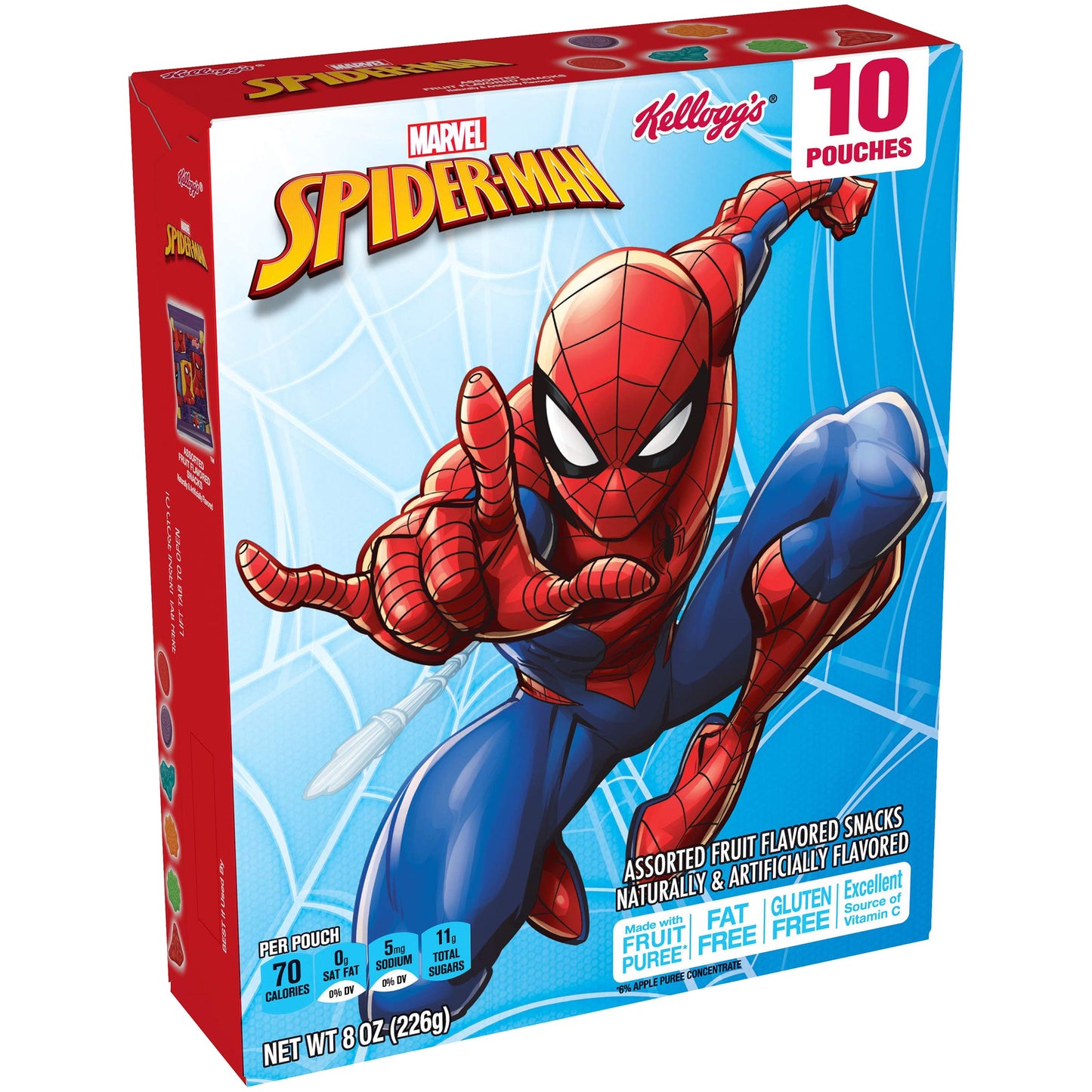 Spiderman, Assorted Fruit Flavored Snacks, Gluten Free, Fat Free, 8 Ounce, 10 Count