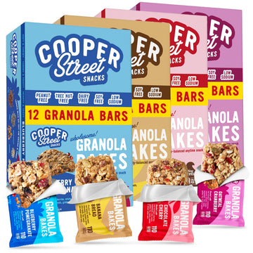Cooper Street Granola Bakes (48 Count) - Soft and Chewy Breakfast Granola Bars Variety Pack - Nut  Dairy & Soy Free - Individually Wrapped Healthy Snacks for Kids  School  Work  Hiking & On-the-Go