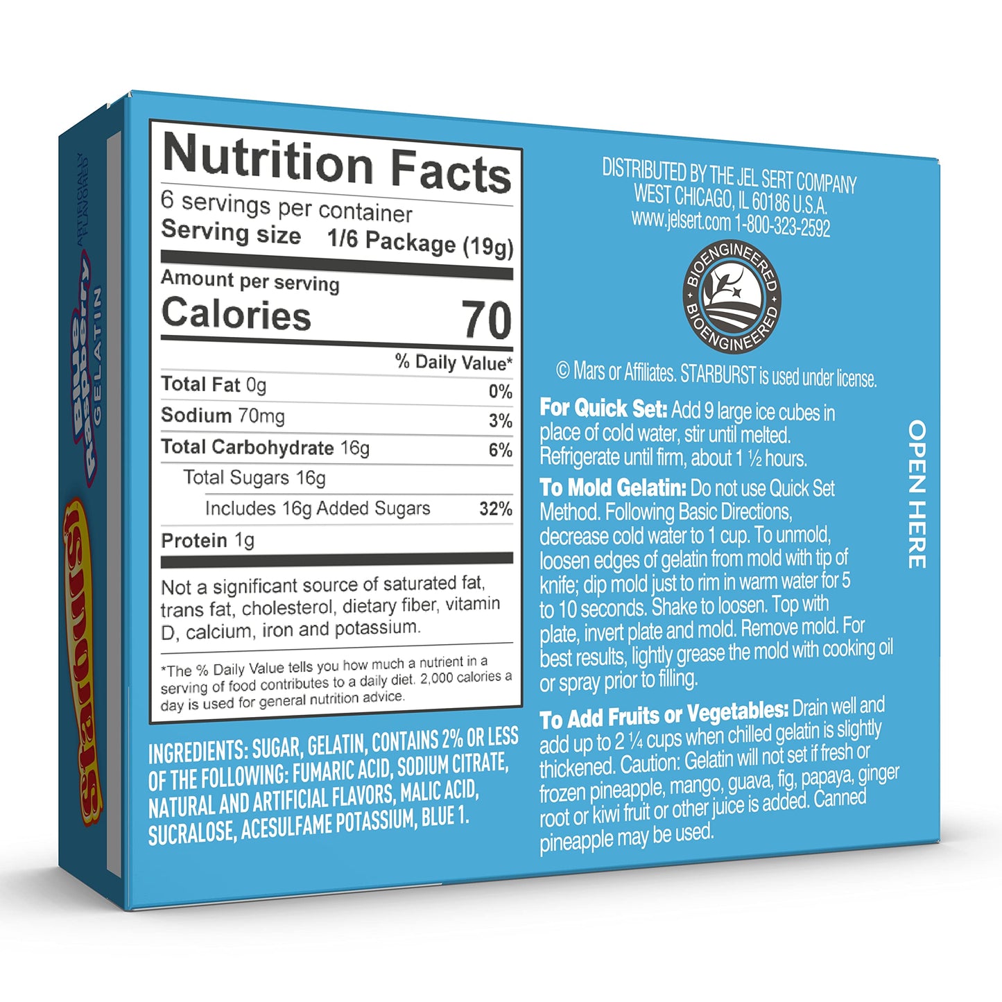 Starburst Gelatin - Blue Raspberry, 3.91 Ounce Box (Pack of 24)