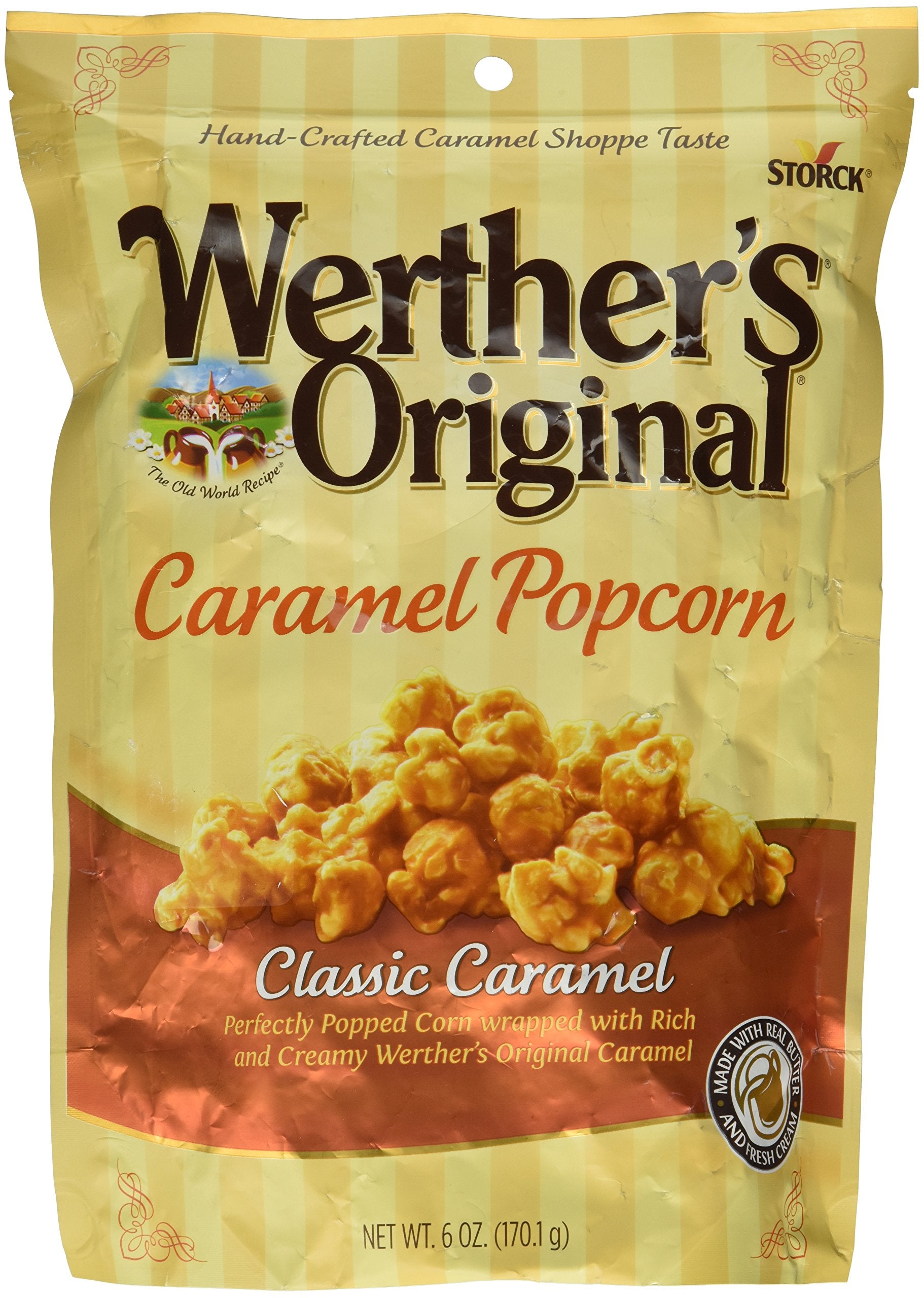 Werther'S, Original, Caramel Popcorn, Classic Caramel, 6 Ounce Bag (Pack Of 3)