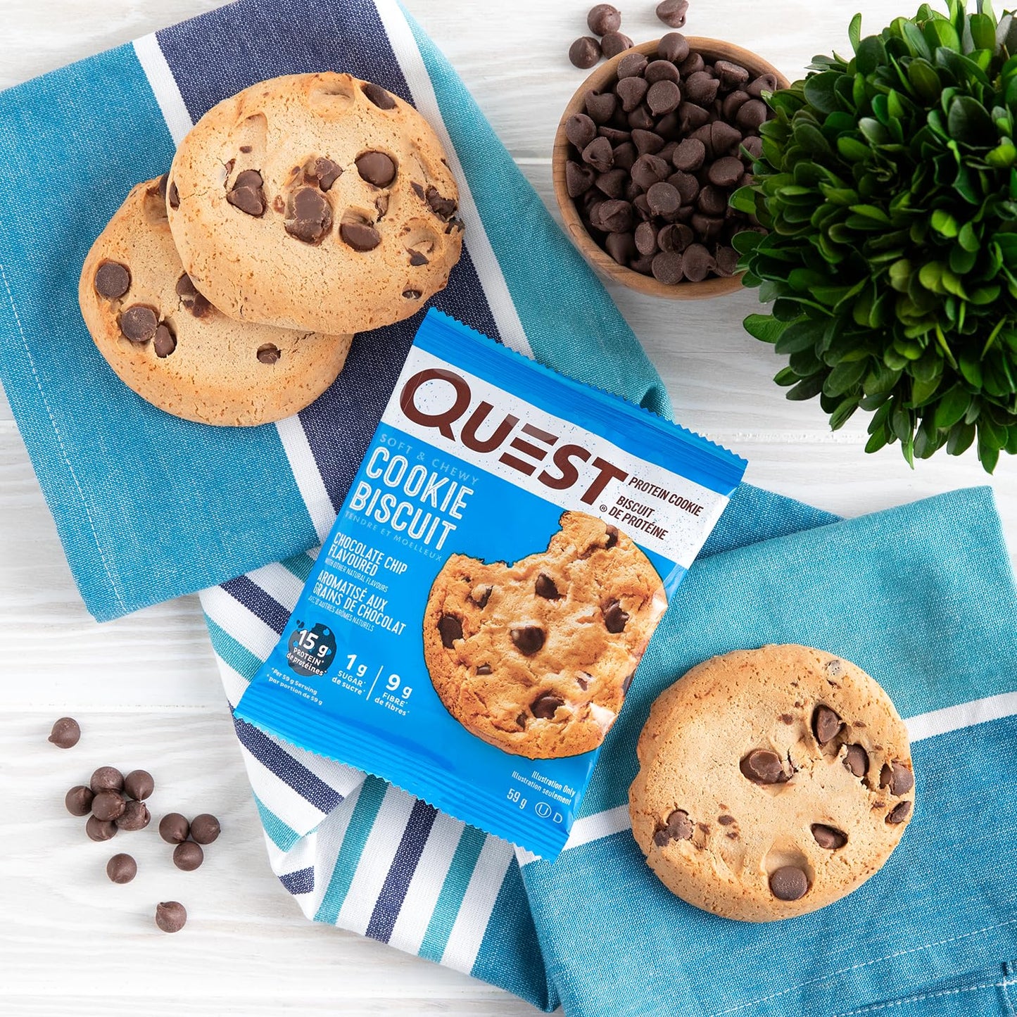 Quest Nutrition Protein Cookie - Chocolate Chip, Keto Friendly, High Protein, Low Carb, 12 Count, Model QPCCC12