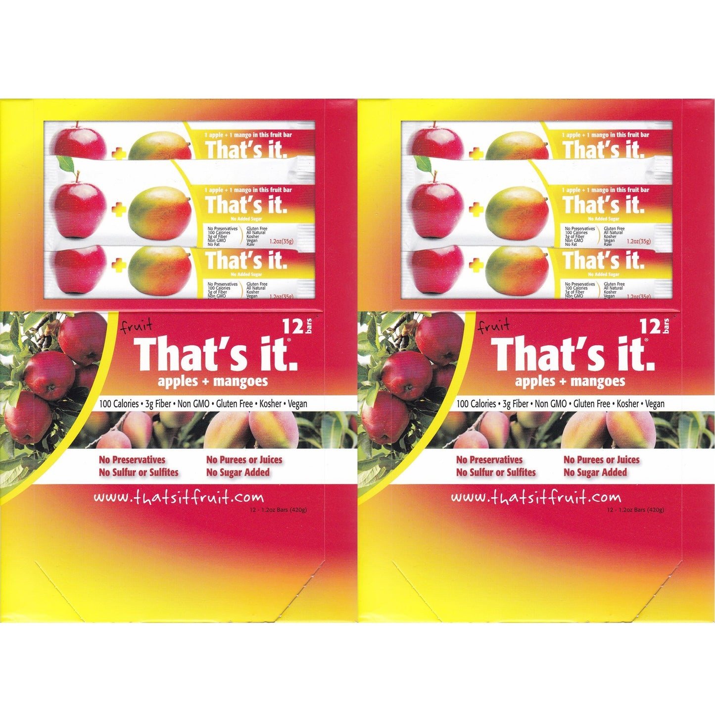 That'S It Fruit Bars, Apple And Mango, Pack Of 24 (2 Cases)