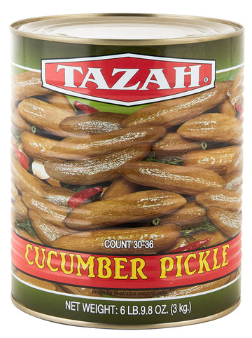 Tazah Cucumber Pickle 6.62 lbs Large Pickled Cucumbers in Brine 30-36 Large Cucumbers in each #10 Can Kosher