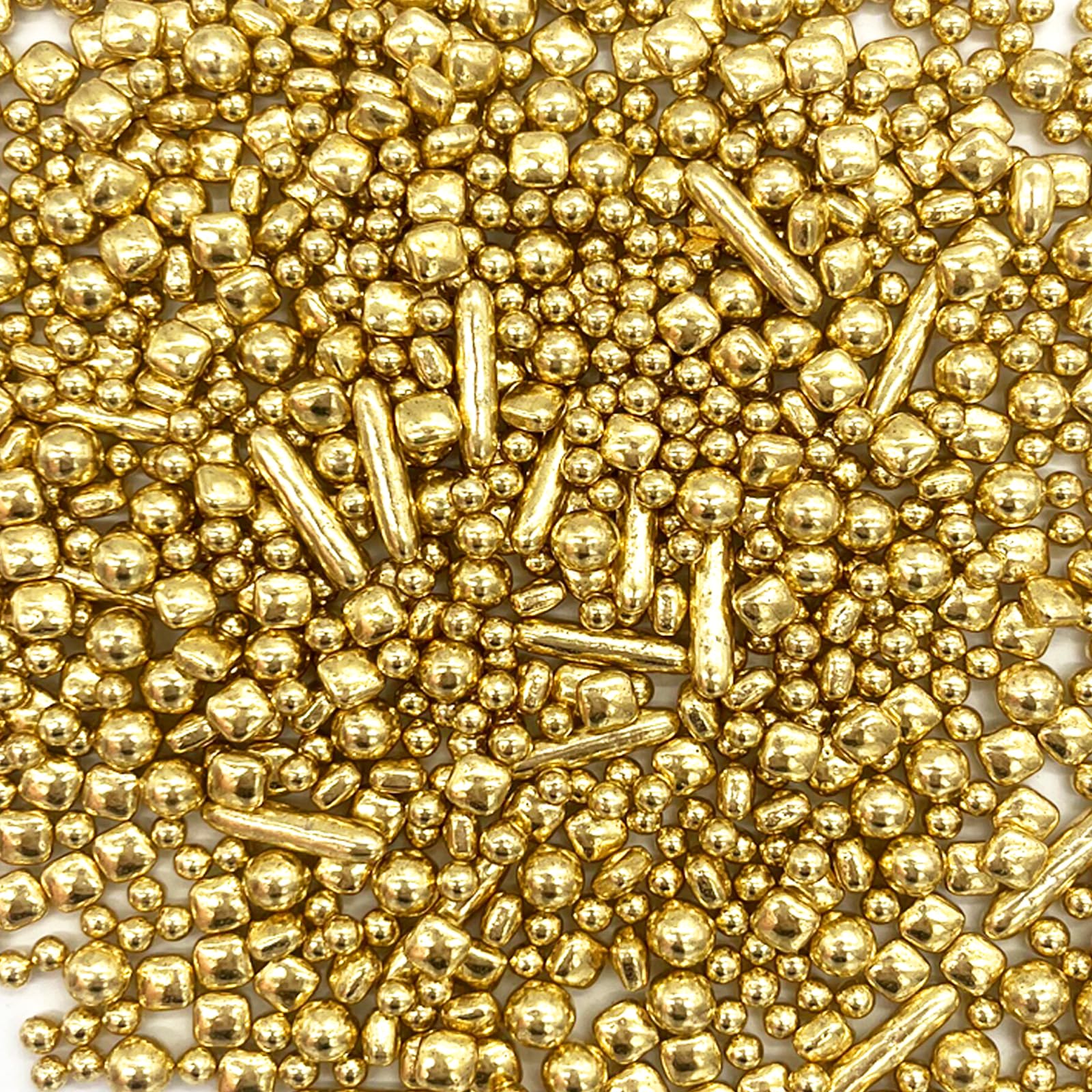 Weraru Edible Gold Sprinkles Pearl Mix Candy Mixing Size Baking Edible Cake Decorations Cupcake Toppers Cookie Decorating Celebr