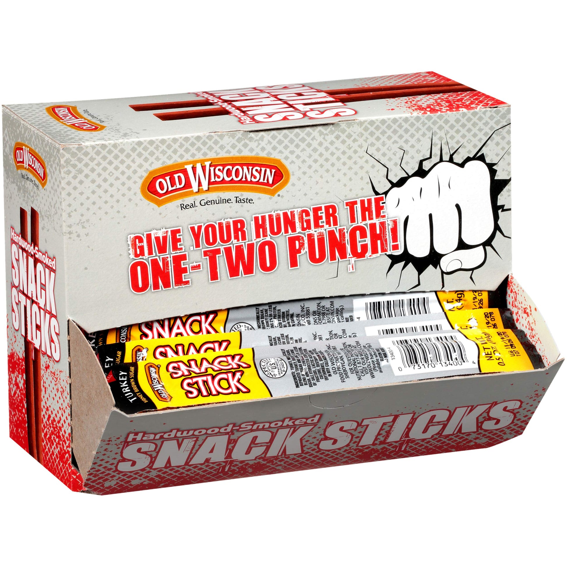 Old Wisconsin Honey Turkey Sausage Snack Sticks  Naturally Smoked  Ready to Eat  High Protein  Low Carb  Keto  Gluten Free  Counter Box  Pack of 42 Individually Wrapped Sticks