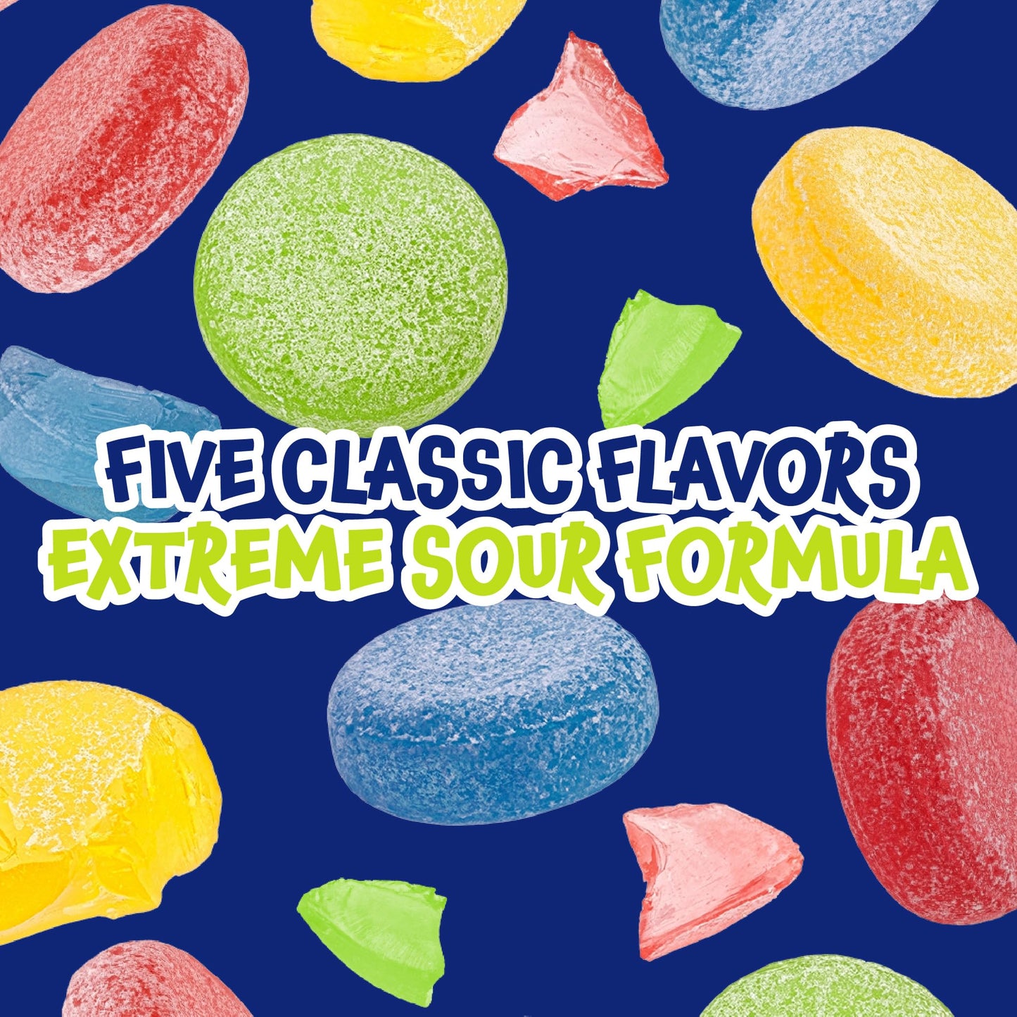 Funtasty Extreme Sour Hard Candy Mix - 2 Pound Bulk Pack (About 300 Count) - Strawberry, Blue Raspberry, Black Cherry, Lemon, Gr